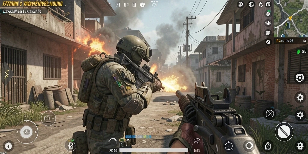 Gameplay seru di 77RT dalam aksi FPS yang intens.