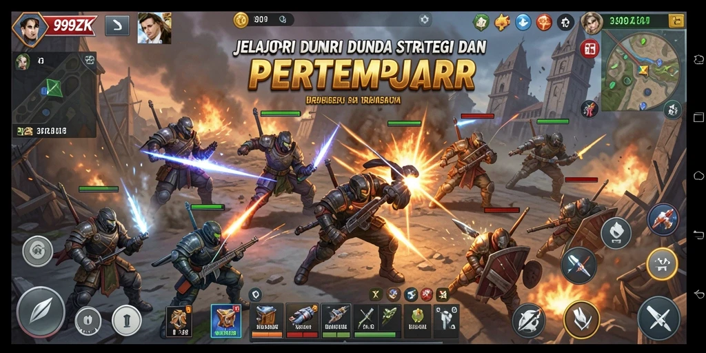 Screenshot 999ZK menampilkan gameplay yang intens dan strategis.