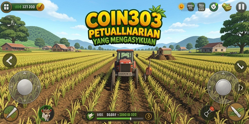 Gameplay seru dalam COIN303 dengan ladang yang subur.