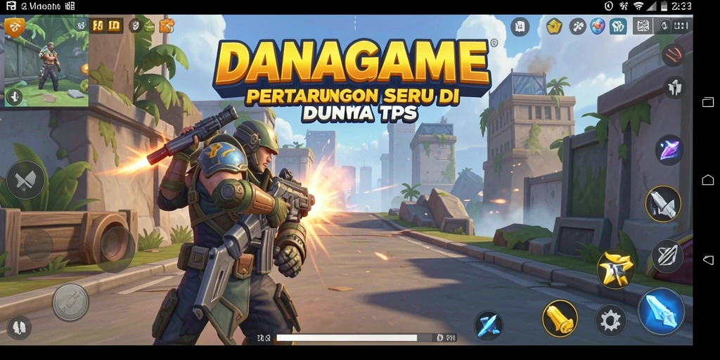 Tampilan gameplay menegangkan dalam DANAGAME dengan aksi seru.
