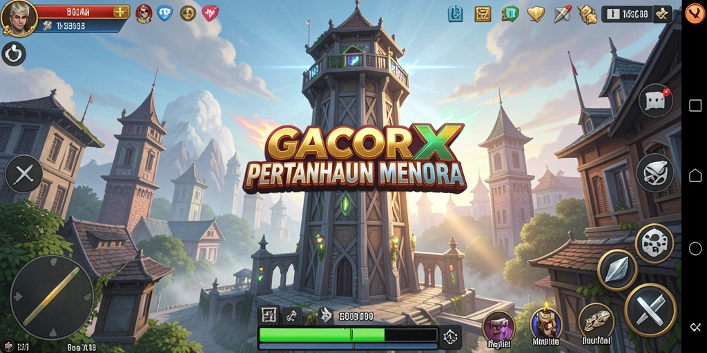 Gameplay menegangkan di GACORX dengan berbagai menara dan musuh.