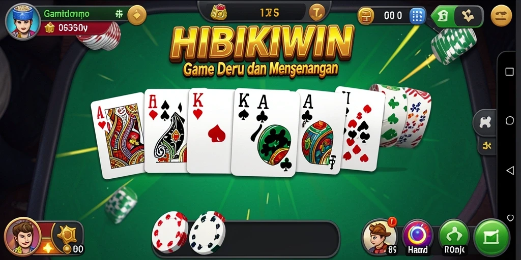 Tampilan gameplay HIBIKIWIN dengan keceriaan permainan Domino.