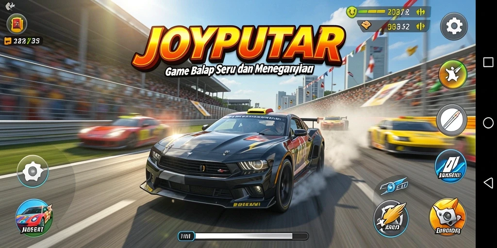 Screenshot utama dari gameplay balap seru di JOYPUTAR.