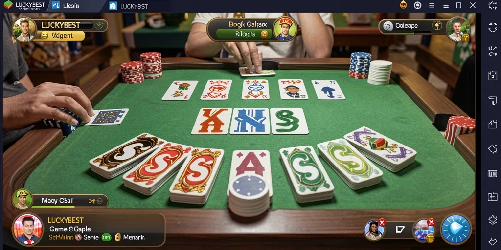 Screenshot utama LUCKYBEST yang menunjukkan aksi seru permainan Gaple.