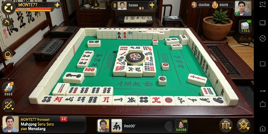 Screenshot MONTE77 menunjukkan gameplay Mahjong yang menarik dan mendebarkan.
