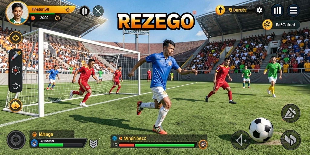 Screenshot gameplay <strong>REZEGO</strong> menampilkan aksi seru dalam berbagai olahraga.