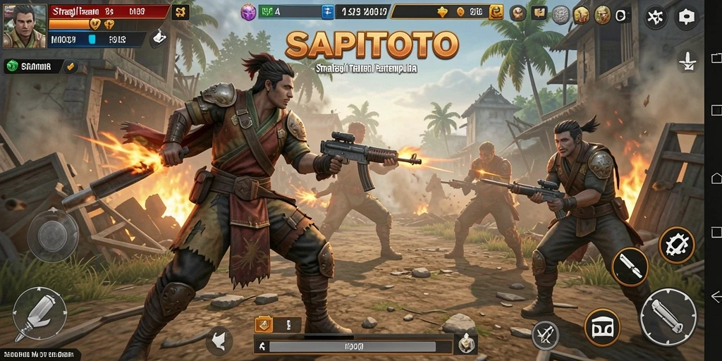 Screenshot gameplay SAPITOTO menampilkan strategi pertempuran yang mendebarkan.