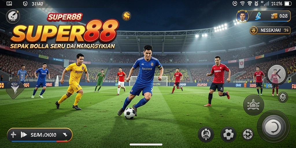 Tampilan gameplay menegangkan dalam pertandingan sepak bola.