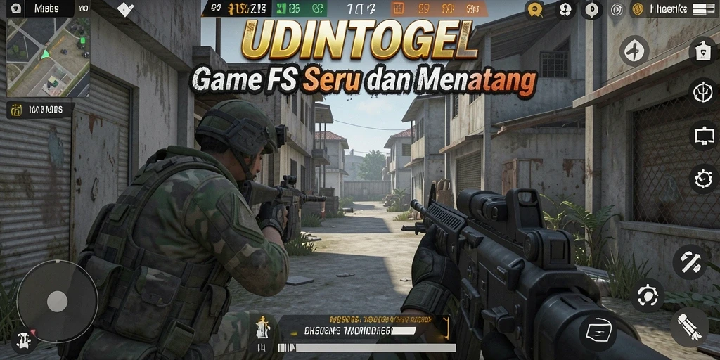 Screenshot gameplay UDINTOGEL menunjukkan aksi tembak-menembak yang mendebarkan.