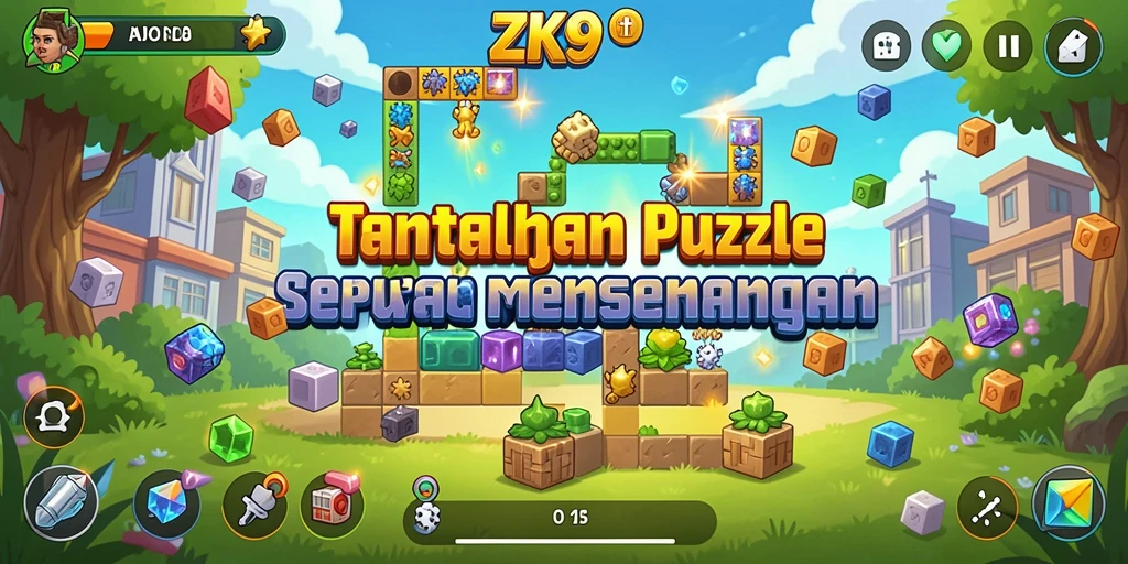 Tampilan gameplay menantang puzzle di ZK9 yang penuh warna.
